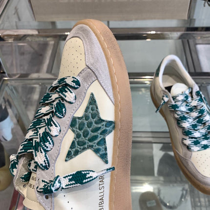 BALL STAR SNEAKERS GREEN CROCODILE EMBOSSED LEATHER STAR