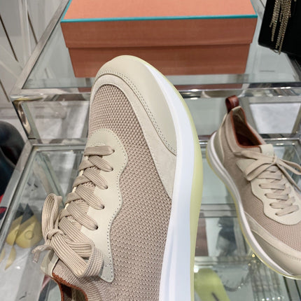 SNEAKER IN LIGHT PINK CANVAS MIX SUEDE WITH LAMBSKIN