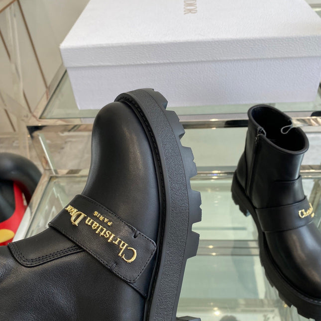DIOR 25S D-QUEST ANKLE BOOT 35MM IN BLACK CALFSKIN