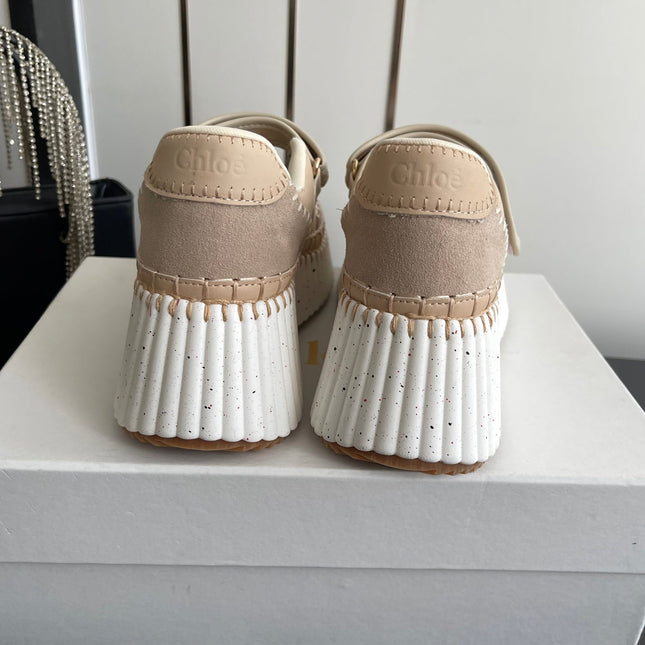 CHLOE 26S MARY JANE SNEAKERS IN BEIGE CALFSKIN