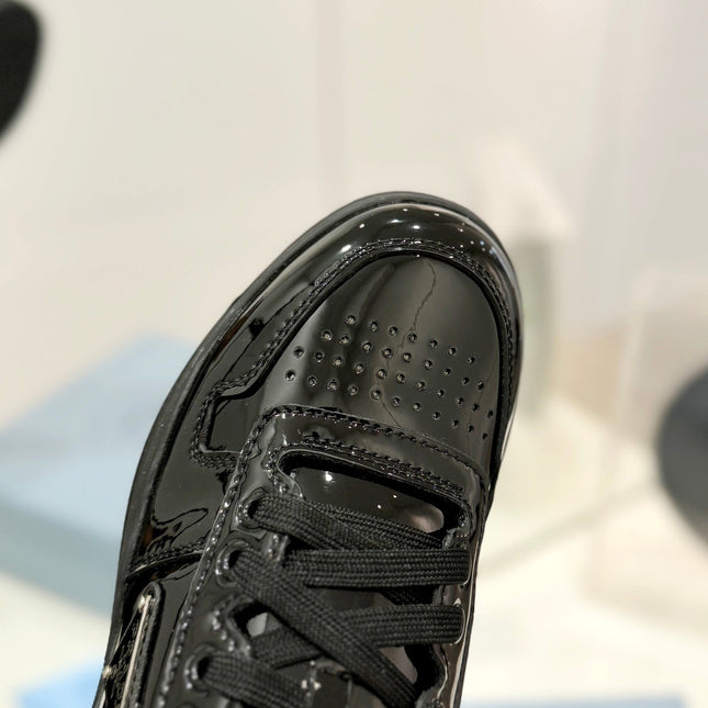 PRA DOWNTOWN PERFORATED SNEAKERS GLOSSY BLACK CALFSKIN