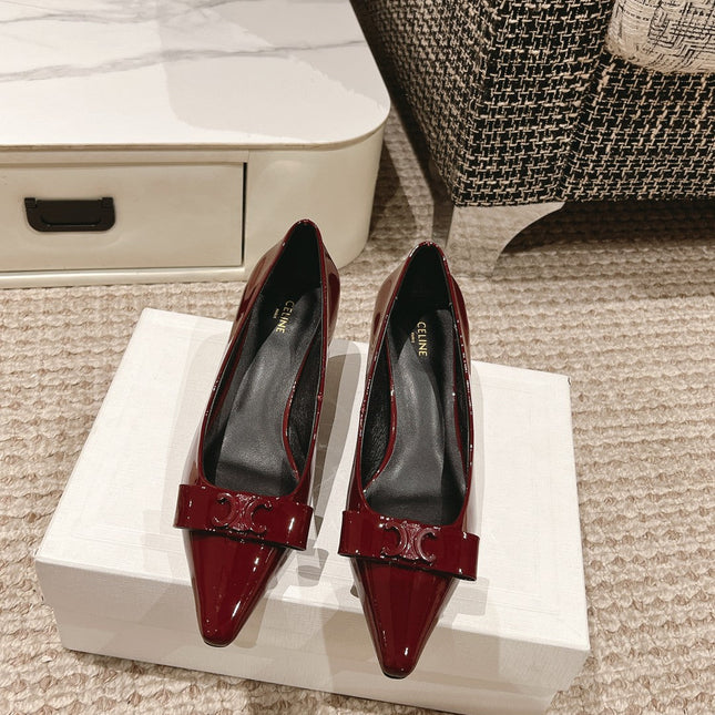 TRIOMPHE HIGH PUMP 5 CM IN RUBY RED PATENT CALFSKIN