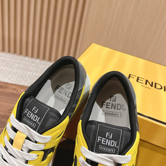 FENDI MATCH TRAINER IN MULTICOLOR CALFSKIN AND HIGH-DENSIITY FABRIC
