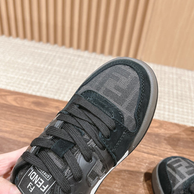 FENDI MATCH TRAINER IN BLACK CALFSKIN AND HIGH-DENSIITY FABRIC