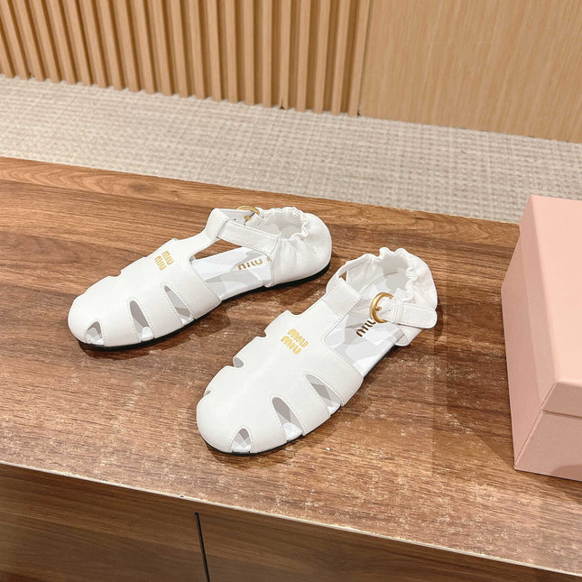 FISHERMAN BUCKLE SANDALS IN WHITE LAMBSKIN