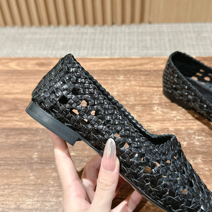 LP POINTED-TOE BALLET FLATS 25S IN BLACK LAMBSKIN
