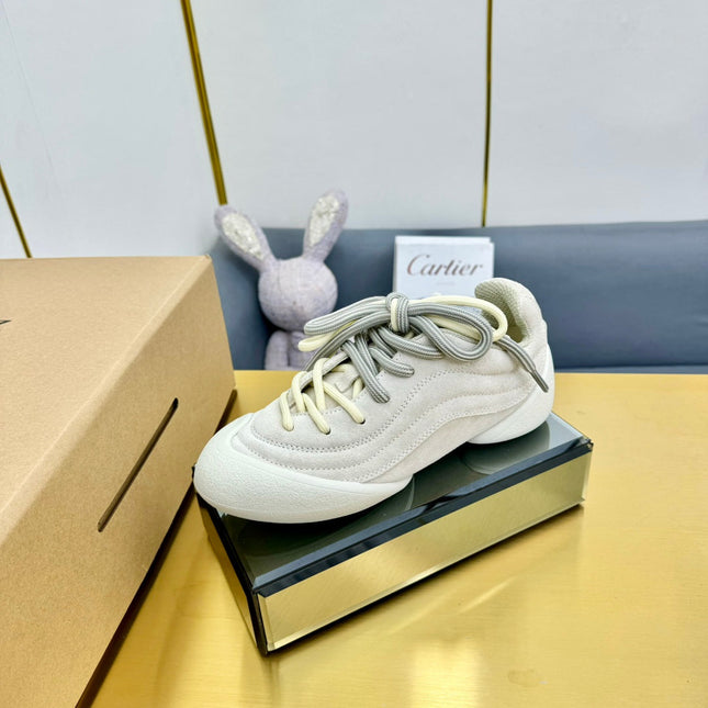 FLEXION SNEAKER IN LIGHT BEIGE SUEDE AND CALFSKIN