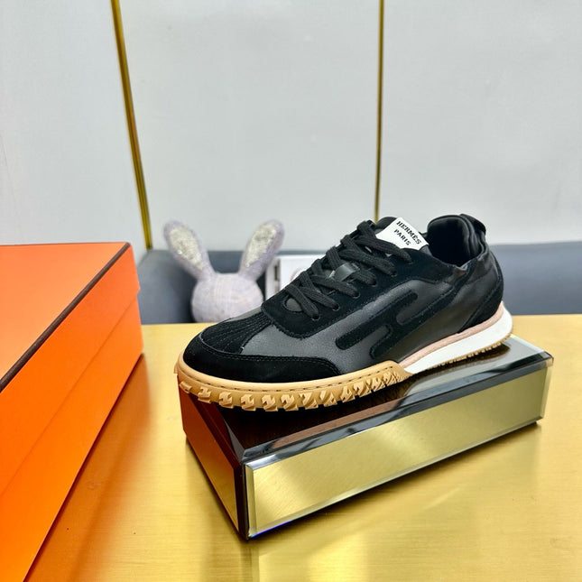 JET SNEAKER IN BLACK CALFSKIN AND SUEDE