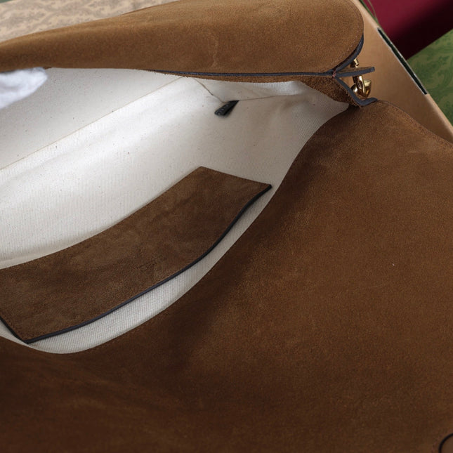 GUCCI 26S SHOULDER BAG 36 IN BROWN SUEDE