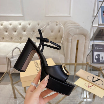 VALENTINO 26S PLATFORM SANDALS 110 MM IN BLACK CALFSKIN