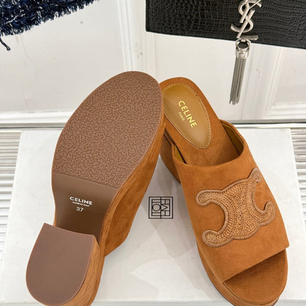 ELENA MULE IN PEANUT BROWN VELVET