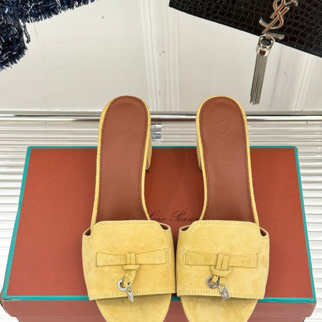HIGH HEELS IN YELLOW SUEDE AND LAMBSKIN