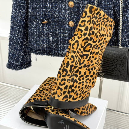 BALMAIN 25S ANTHEM BOOTS IN LEOPARD PRINT CALFSKIN