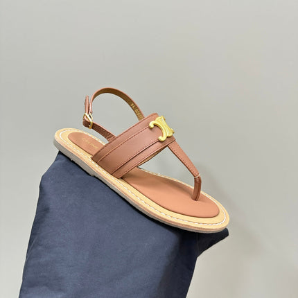 LYMPIA TRIOMPHE THONG IN CALFSKIN TAN