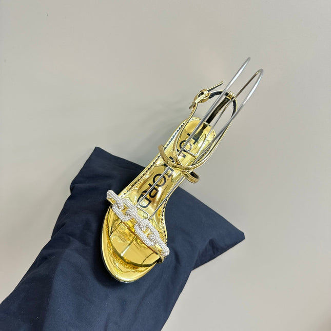HIGH-HEELED 10 CM SANDAL IN GOLD LAMBSKIN