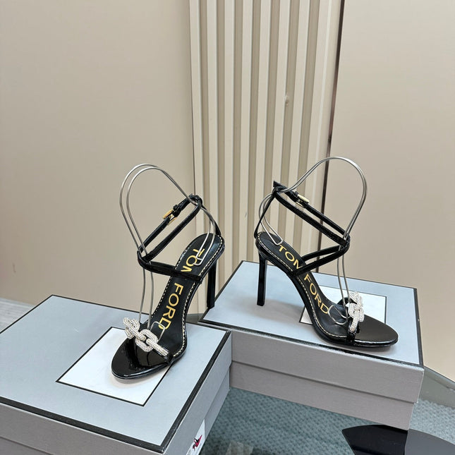HIGH-HEELED 10 CM SANDAL IN BLACK LAMBSKIN