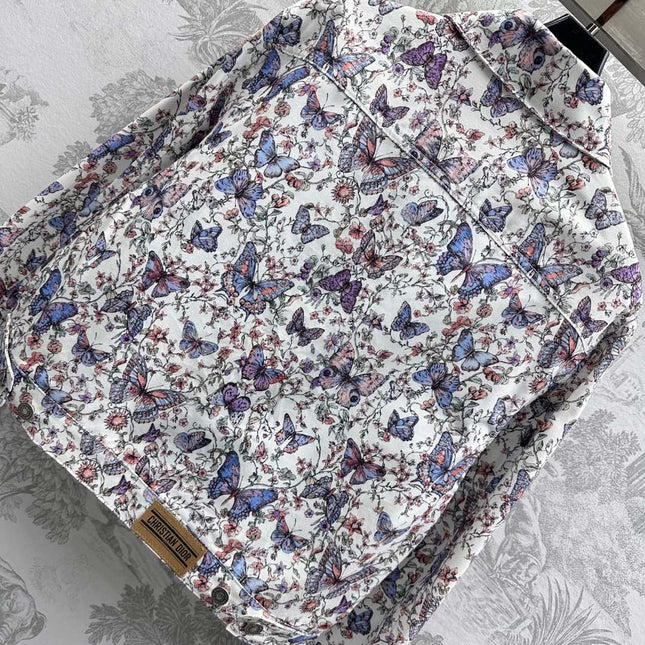 CD Jacket White Cotton Denim with Multicolor