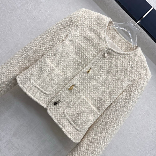 CELINE 26S ROUND-NECK TWEED JACKET 558