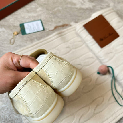 SUMMER WALK LOAFERS BEIGE SUEDE GOLD PADLOCK CHARM