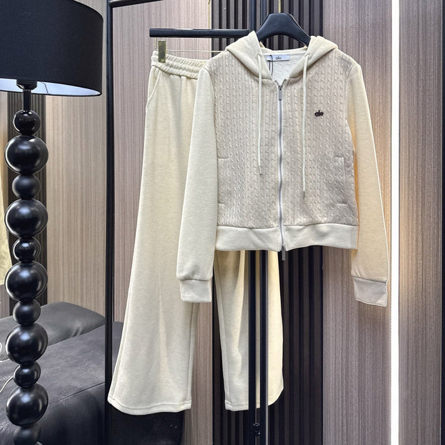 ALO 26S ZIP-UP HOODIE AND WIDE-LEG PANTS SET 368