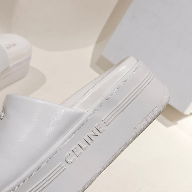 BLOCK SLIDE WITH TRIOMPHE IN WHITE SMOOTH LAMBSKIN