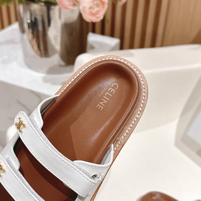 TRIOMPHE SANDALS IN WHITE CALFSKIN