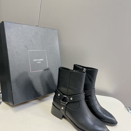 SL HARNESS BOOTS BLACK CALFSKIN
