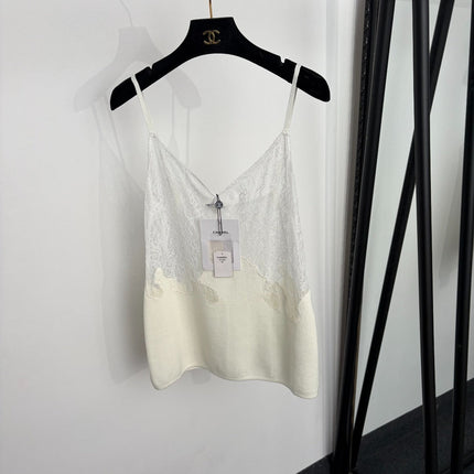 CHANEL 26S LACE-TRIM KNIT CAMI TOP 1489