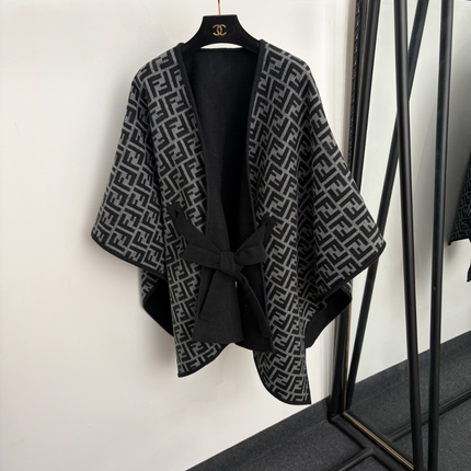 FENDI 26S REVERSIBLE BELTED PONCHO 541