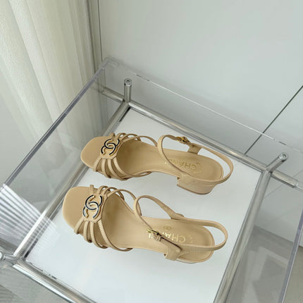 MID HEEL SANDALS IN FLAX YELLOW LAMBSKIN