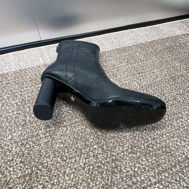 DIOR 25S D-SHADOW COUTURE SERIES ANKLE BOOTS 90MM IN BLACK CALFSKIN