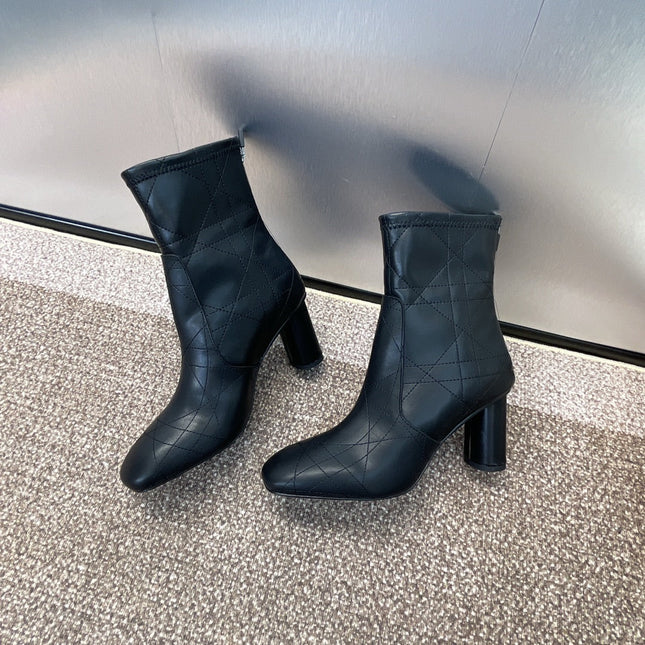 DIOR 25S D-SHADOW COUTURE SERIES ANKLE BOOTS 90MM IN BLACK CALFSKIN