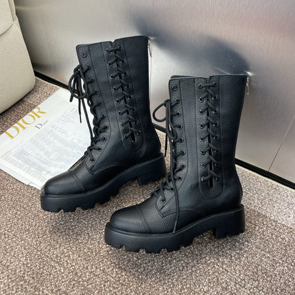 DIOR 25S D-ROAD ANKLE BOOT 45MM IN BLACK GRAINED CALFSKIN