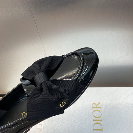 DIOR 25S LOAFER IN BLACK PATENT CALFSKIN AND GROSGRAIN