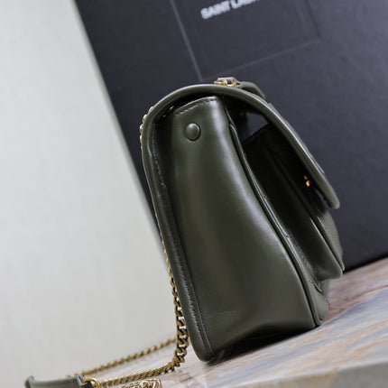 NIKI BABY 22 IN UNIFORM GREEN LAMBSKIN GOLD CHAIN