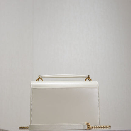 SUNSET SMALL BAG 19 IN WHITE CALFSKIN GOLD HARDWARE