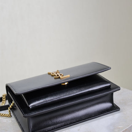 SUNSET SMALL BAG 19 IN BLACK CALFSKIN COPPER HARDWARE