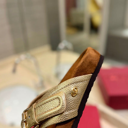 CROSSOVER - STRAP GOLD CALFSKIN SLIDE