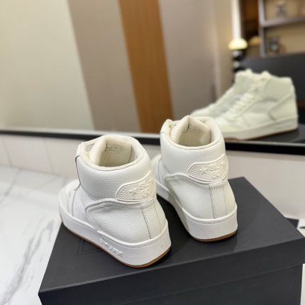 MID-TOP SNEAKERS IN WHITE PERFORATED LAMBSKIN