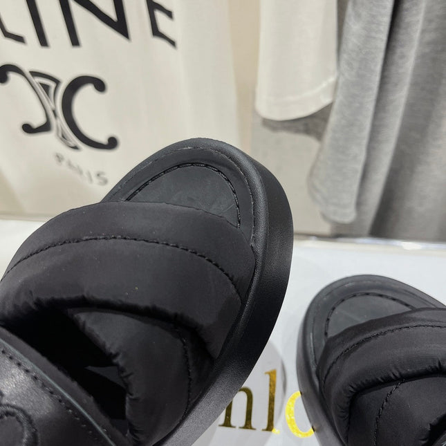MILA PLATFORM 5 CM IN BLACK NYLON WITH EMBROIDERED LOGO