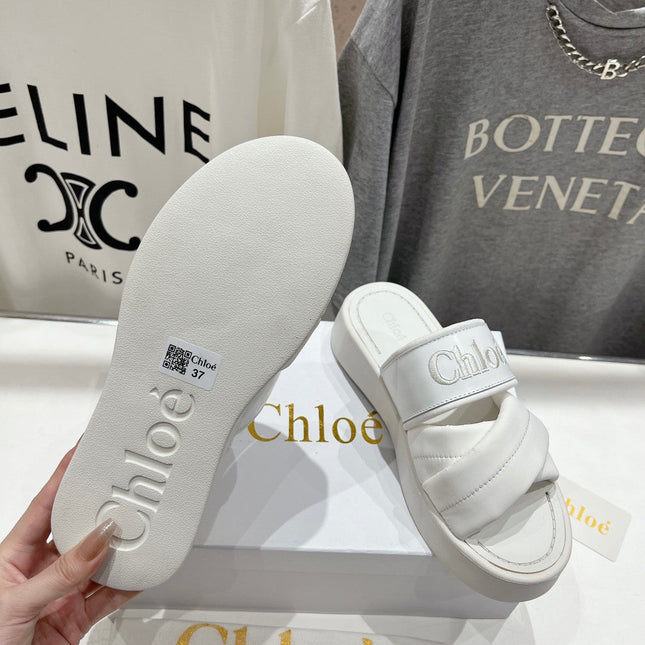 MILA PLATFORM 5 CM IN WHITE NYLON WITH EMBROIDERED LOGO