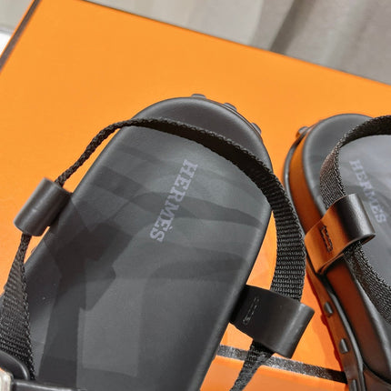 SANDAL BRAIDED 30 BLACK CALFSKIN