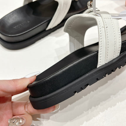 EMPIRE SANDAL BLACK MIX WHITE CALFSKIN