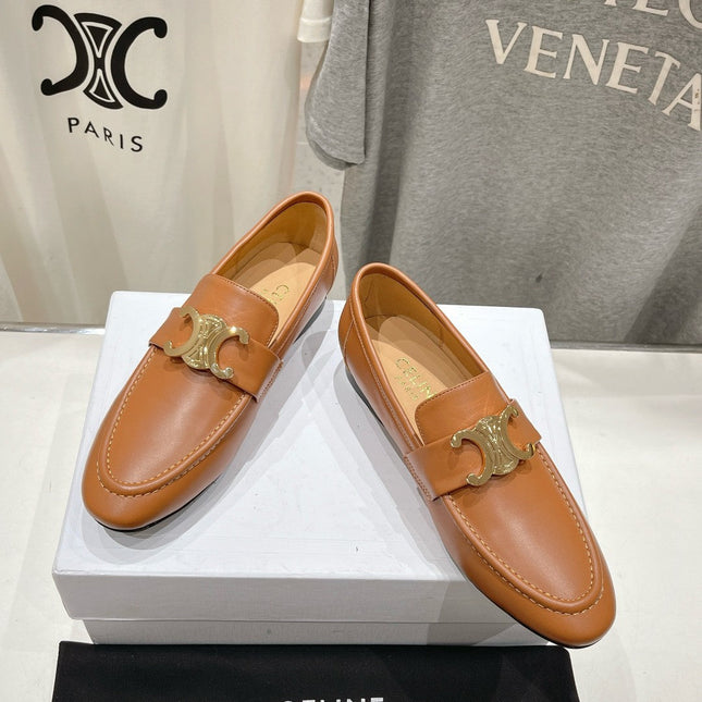 TRIOMPHE LOAFER IN BRONZE BROWN SMOOTH CALFSKIN GOLD HARDWARE