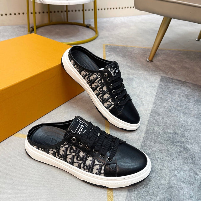 CD RETRO MULE BLACK AND BEIGE CALFSKIN
