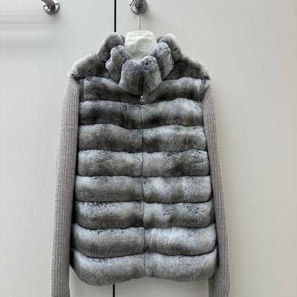 FENDI 26S FUR JACKET WITH KNIT SLEEVES 474