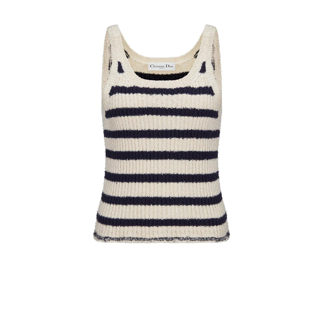 Striped knitted Beige Black Cardigan