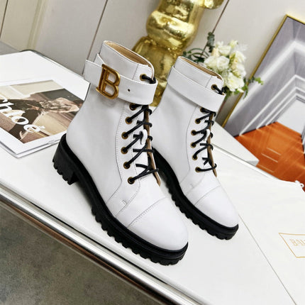 BALMAIN 26S BOOTS IN WHITE CALFSKIN
