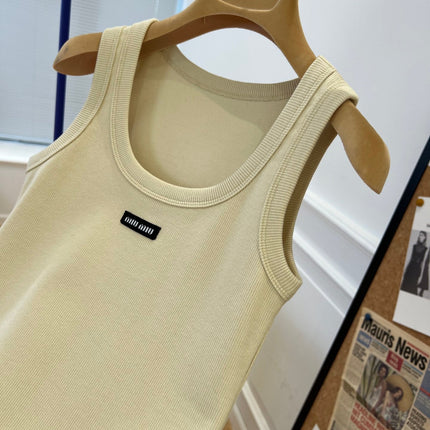 Miu Beige Cotton Tank Top