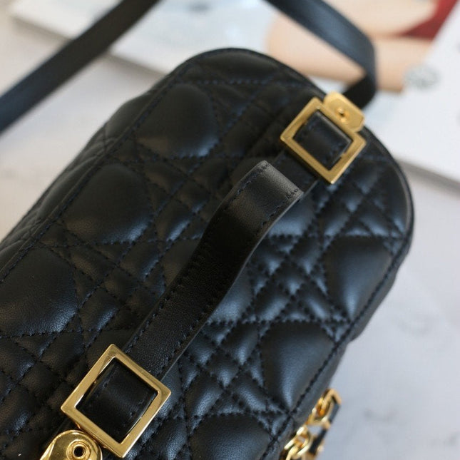 SMALL TRAVEL VANITY CASE BLACK LAMBSKIN